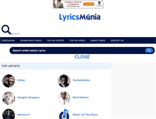 Tablet Screenshot of lyricsmania.com
